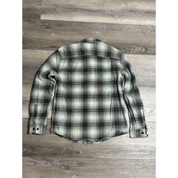 RVCA White/Black Button Up Vesuvio Flannel Shirt Pocket Y2K Casual - Mens Medium - Picture 8 of 8